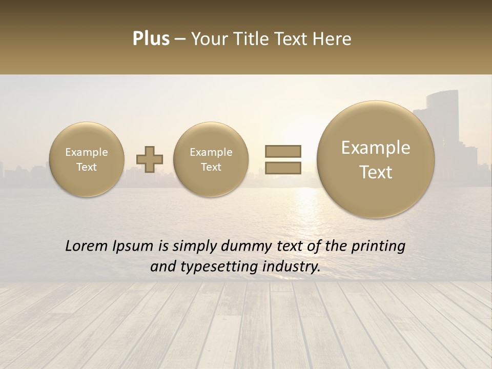 A Wooden Deck Overlooking A Body Of Water With A City In The Background PowerPoint Template