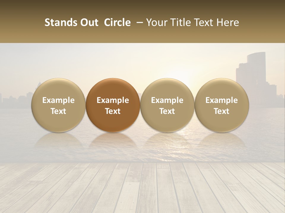 A Wooden Deck Overlooking A Body Of Water With A City In The Background PowerPoint Template