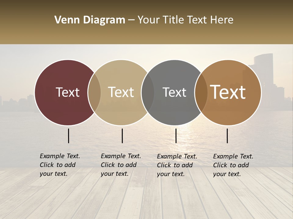 A Wooden Deck Overlooking A Body Of Water With A City In The Background PowerPoint Template