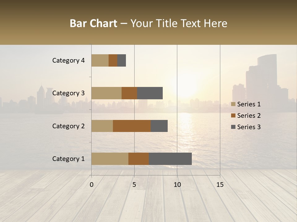 A Wooden Deck Overlooking A Body Of Water With A City In The Background PowerPoint Template