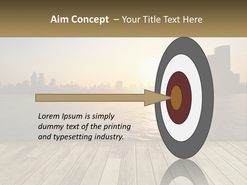 A Wooden Deck Overlooking A Body Of Water With A City In The Background PowerPoint Template