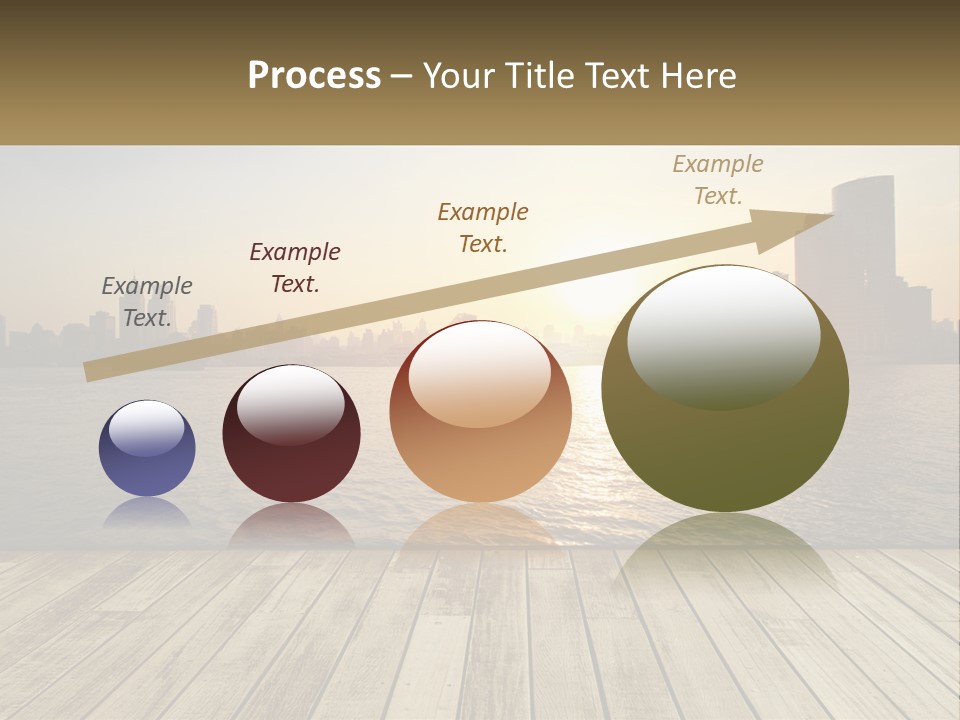 A Wooden Deck Overlooking A Body Of Water With A City In The Background PowerPoint Template