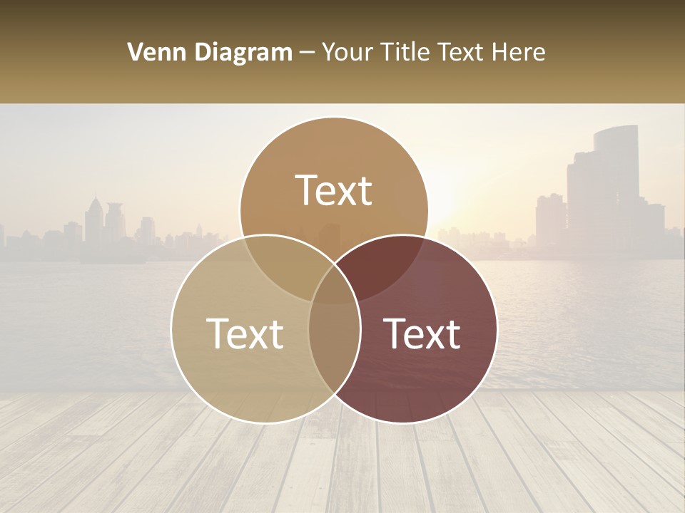 A Wooden Deck Overlooking A Body Of Water With A City In The Background PowerPoint Template