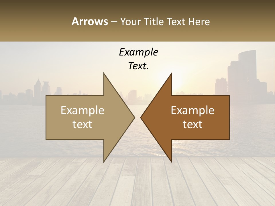 A Wooden Deck Overlooking A Body Of Water With A City In The Background PowerPoint Template