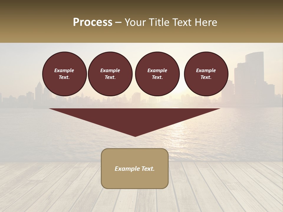 A Wooden Deck Overlooking A Body Of Water With A City In The Background PowerPoint Template