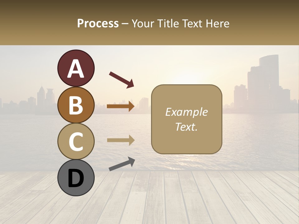 A Wooden Deck Overlooking A Body Of Water With A City In The Background PowerPoint Template