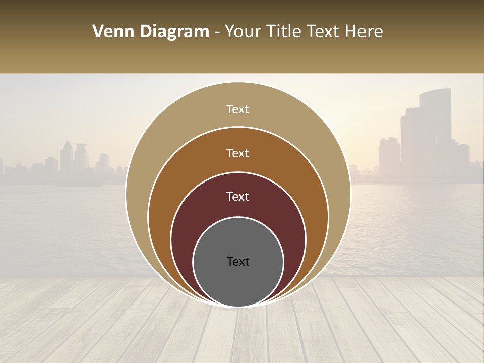 A Wooden Deck Overlooking A Body Of Water With A City In The Background PowerPoint Template