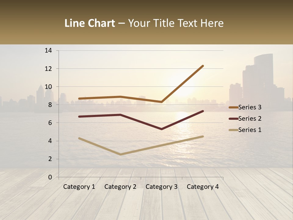 A Wooden Deck Overlooking A Body Of Water With A City In The Background PowerPoint Template