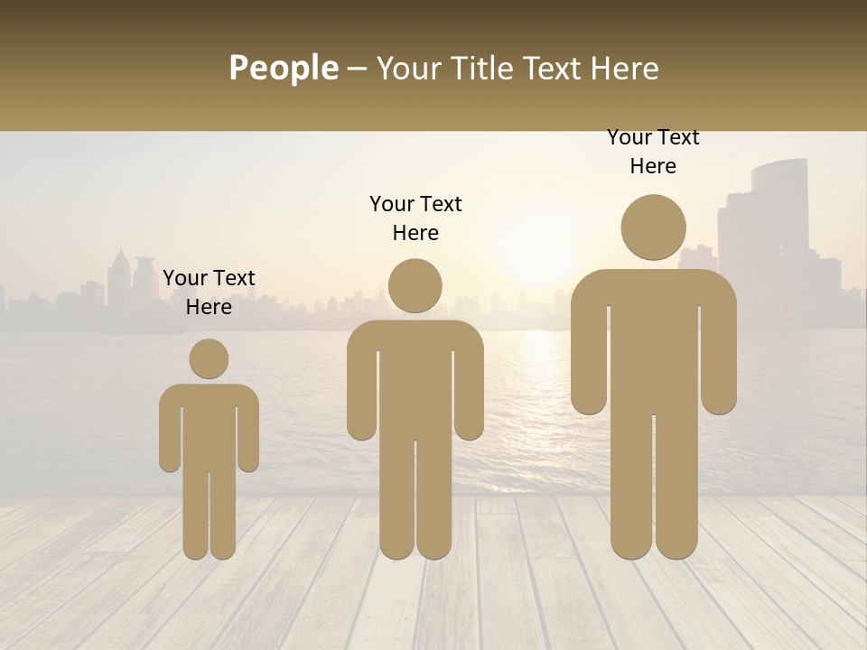 A Wooden Deck Overlooking A Body Of Water With A City In The Background PowerPoint Template