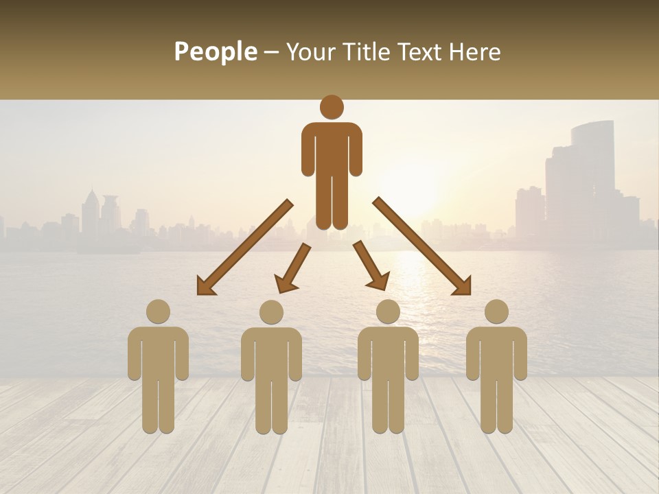 A Wooden Deck Overlooking A Body Of Water With A City In The Background PowerPoint Template