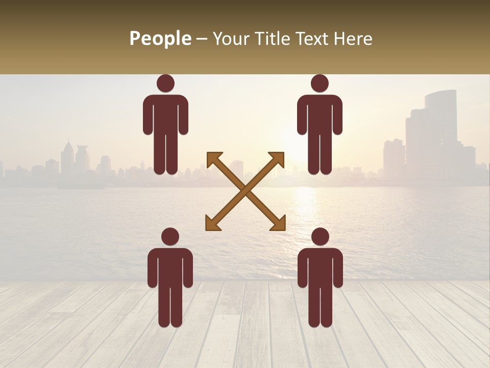 A Wooden Deck Overlooking A Body Of Water With A City In The Background PowerPoint Template