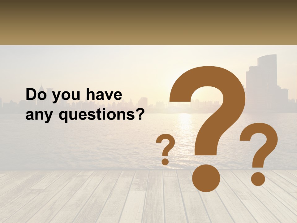 A Wooden Deck Overlooking A Body Of Water With A City In The Background PowerPoint Template