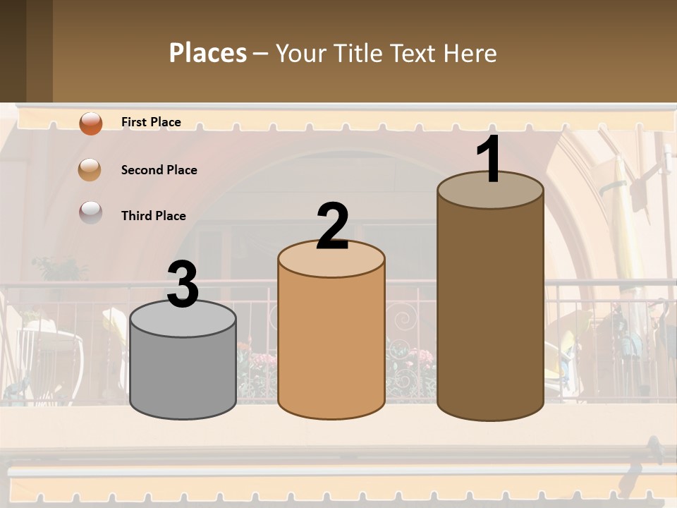 A Balcony With Chairs And A Yellow Awning PowerPoint Template