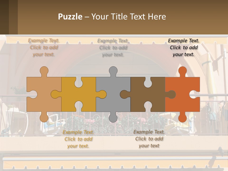 A Balcony With Chairs And A Yellow Awning PowerPoint Template