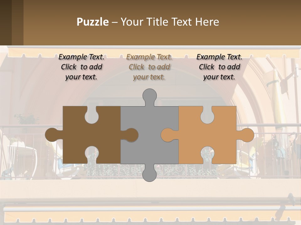 A Balcony With Chairs And A Yellow Awning PowerPoint Template