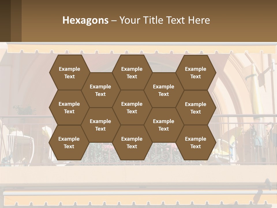 A Balcony With Chairs And A Yellow Awning PowerPoint Template