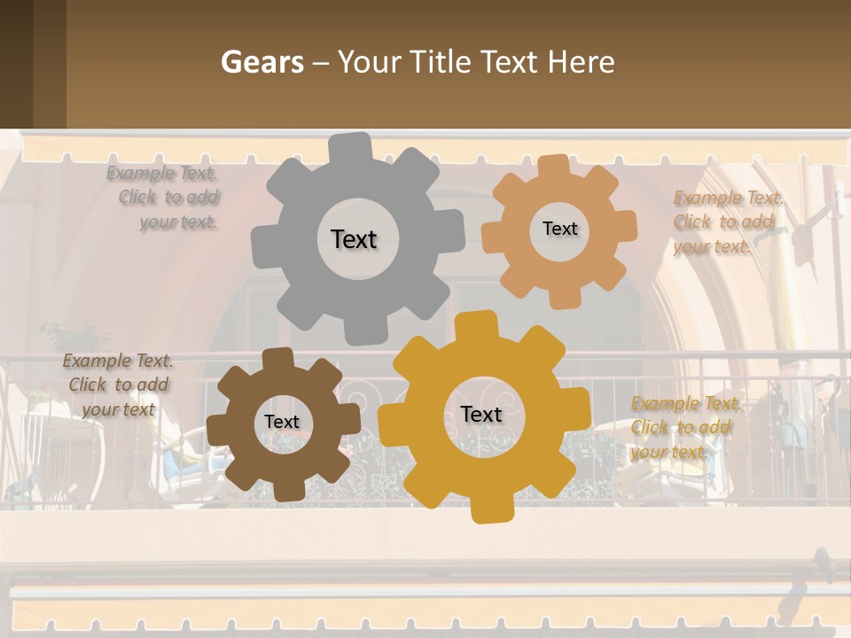 A Balcony With Chairs And A Yellow Awning PowerPoint Template