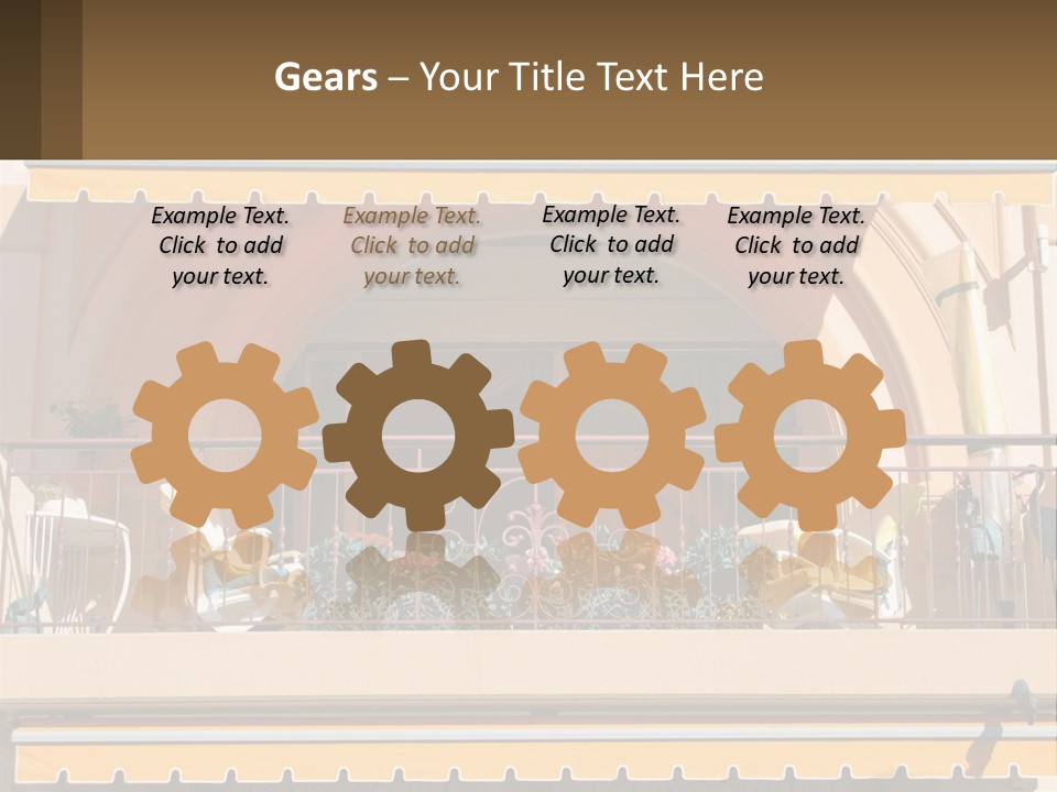 A Balcony With Chairs And A Yellow Awning PowerPoint Template