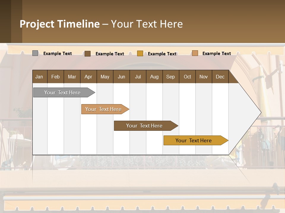 A Balcony With Chairs And A Yellow Awning PowerPoint Template