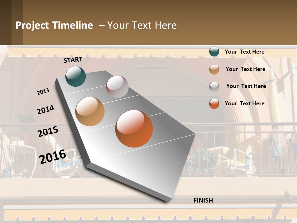 A Balcony With Chairs And A Yellow Awning PowerPoint Template