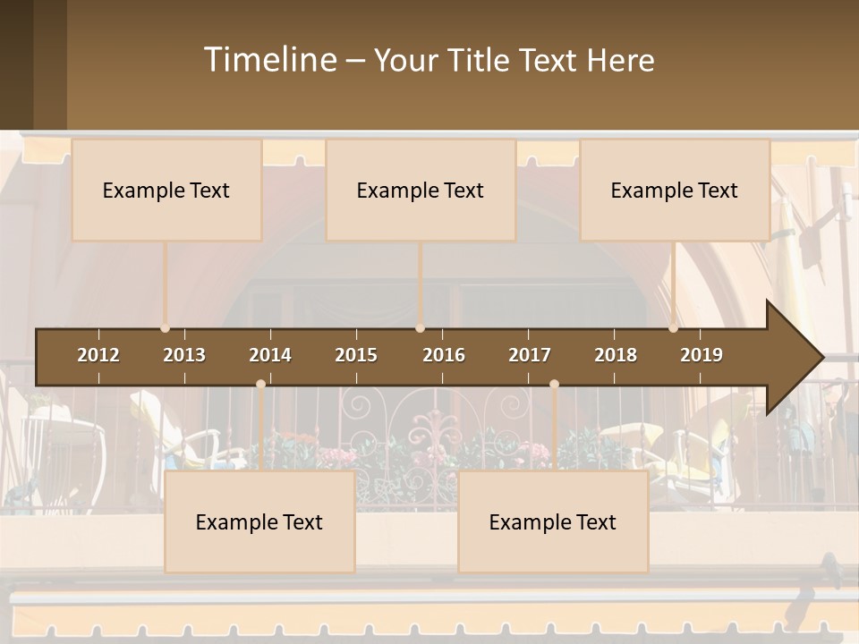 A Balcony With Chairs And A Yellow Awning PowerPoint Template
