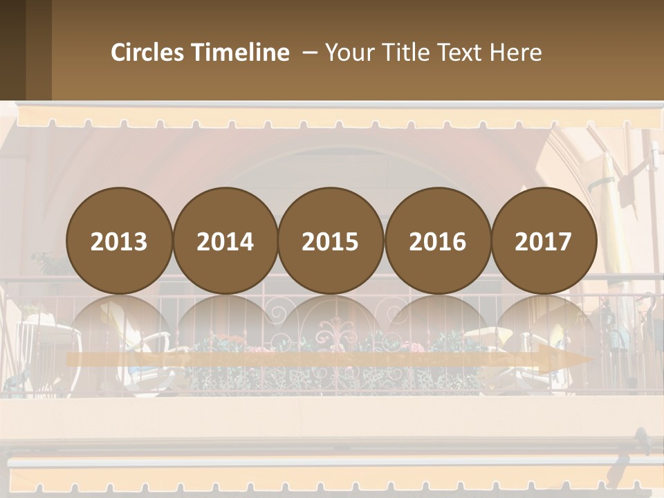 A Balcony With Chairs And A Yellow Awning PowerPoint Template