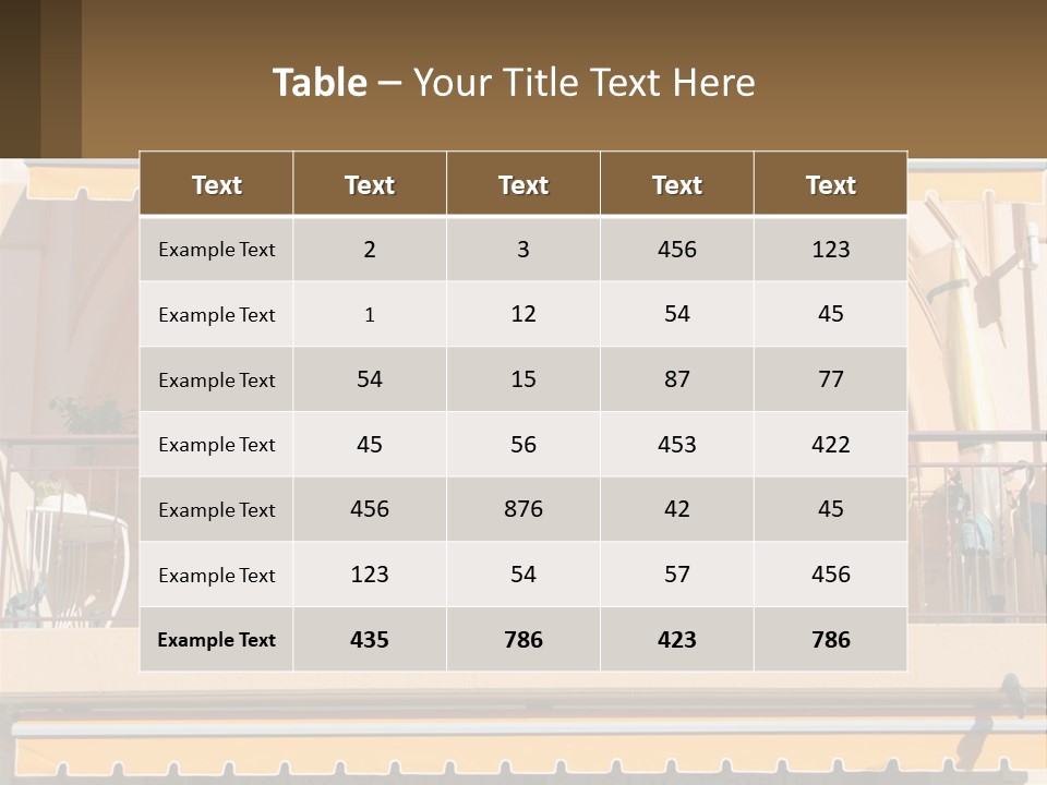 A Balcony With Chairs And A Yellow Awning PowerPoint Template