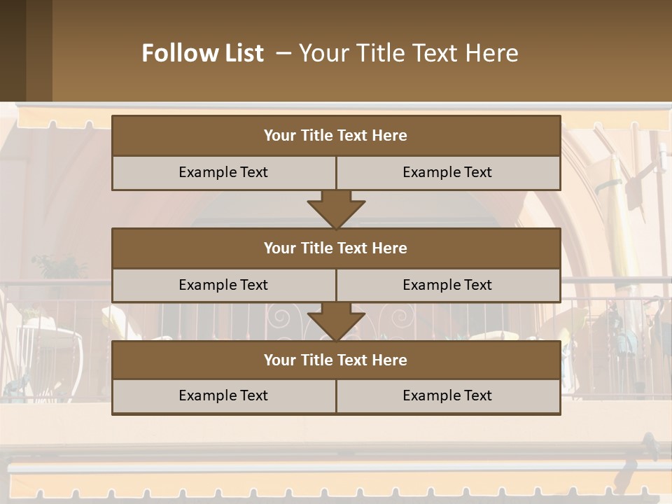 A Balcony With Chairs And A Yellow Awning PowerPoint Template