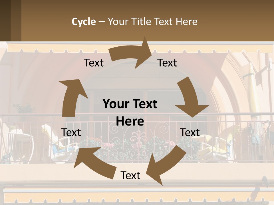 A Balcony With Chairs And A Yellow Awning PowerPoint Template