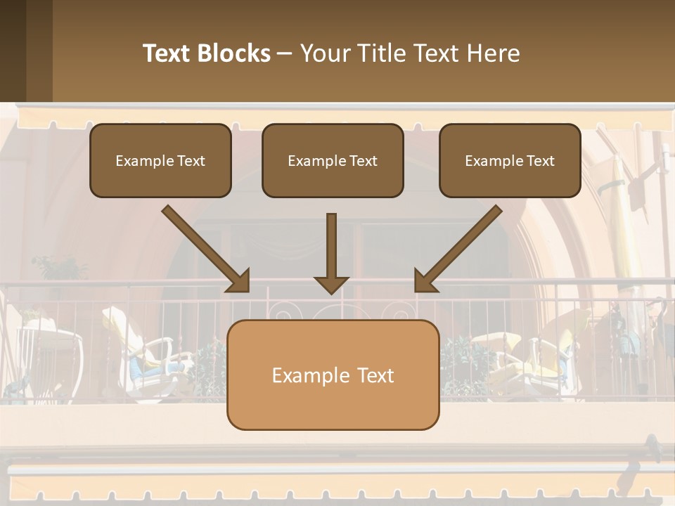 A Balcony With Chairs And A Yellow Awning PowerPoint Template