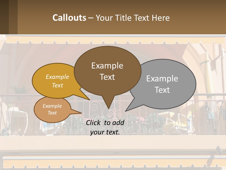 A Balcony With Chairs And A Yellow Awning PowerPoint Template