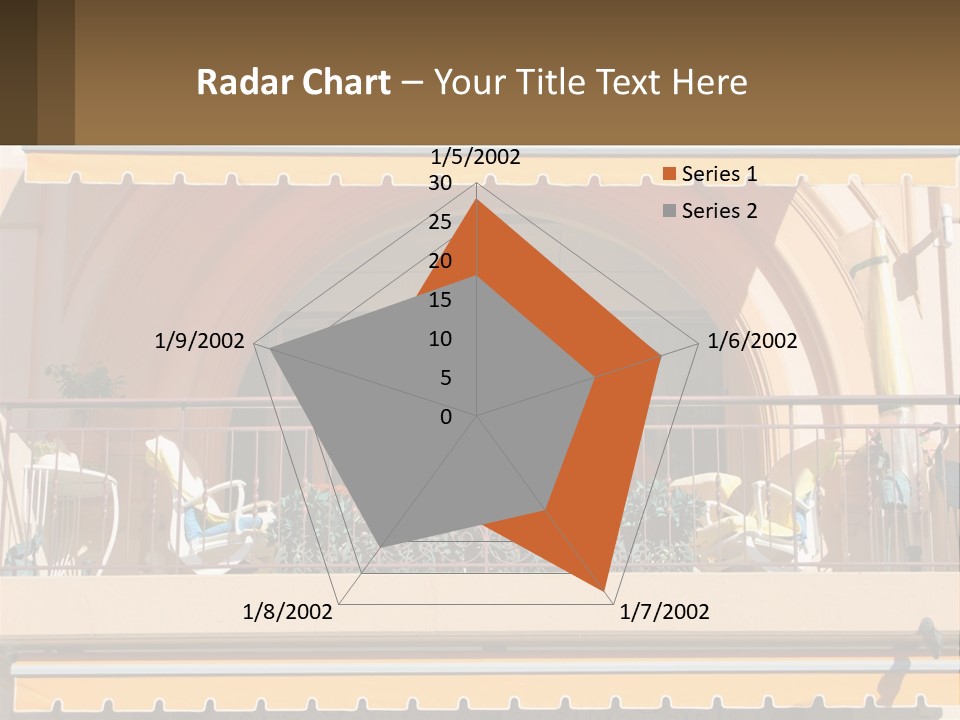 A Balcony With Chairs And A Yellow Awning PowerPoint Template