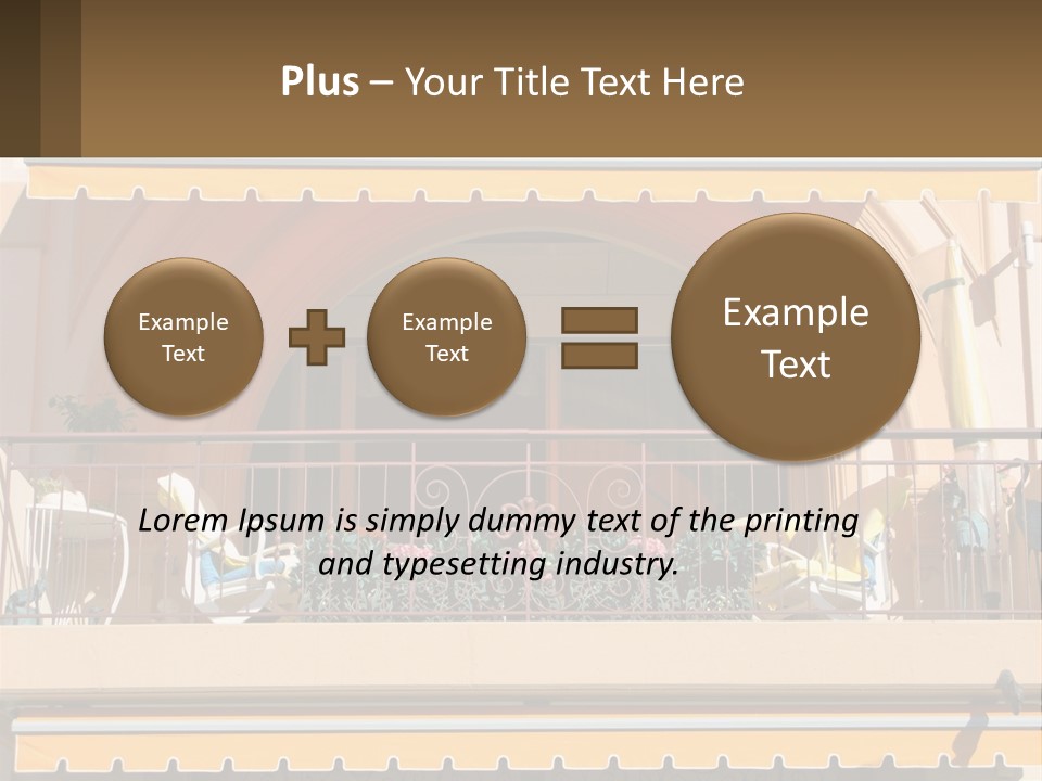 A Balcony With Chairs And A Yellow Awning PowerPoint Template