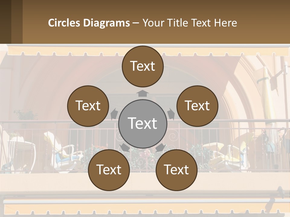 A Balcony With Chairs And A Yellow Awning PowerPoint Template