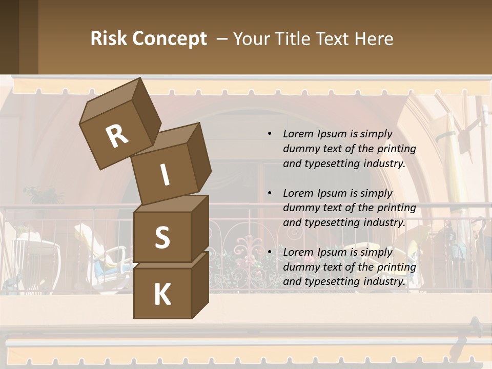 A Balcony With Chairs And A Yellow Awning PowerPoint Template