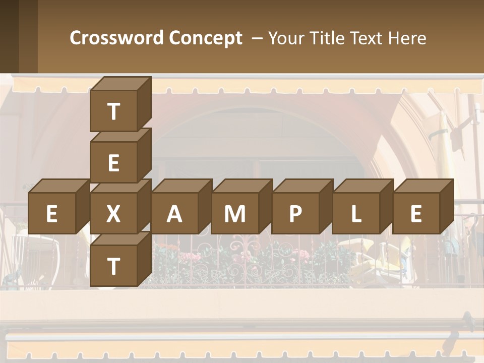 A Balcony With Chairs And A Yellow Awning PowerPoint Template