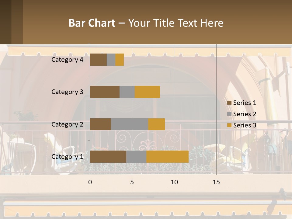 A Balcony With Chairs And A Yellow Awning PowerPoint Template