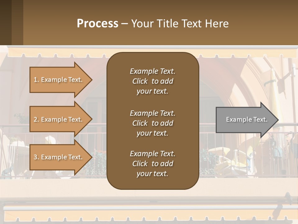 A Balcony With Chairs And A Yellow Awning PowerPoint Template
