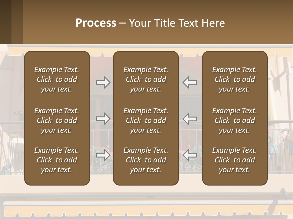 A Balcony With Chairs And A Yellow Awning PowerPoint Template
