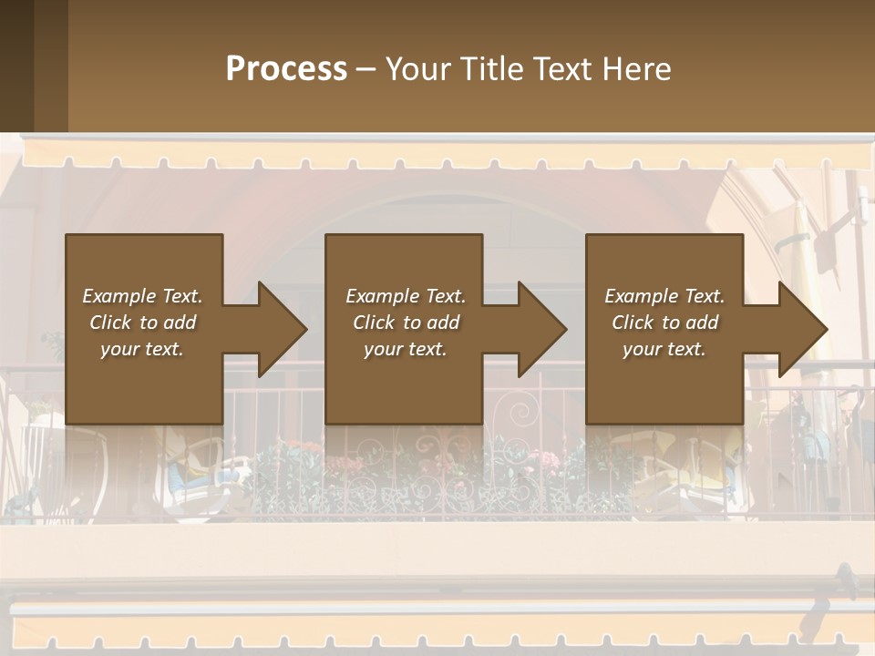 A Balcony With Chairs And A Yellow Awning PowerPoint Template
