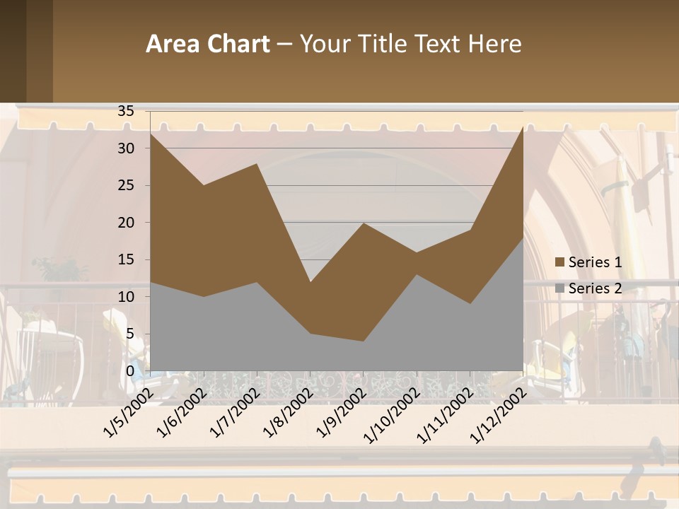 A Balcony With Chairs And A Yellow Awning PowerPoint Template