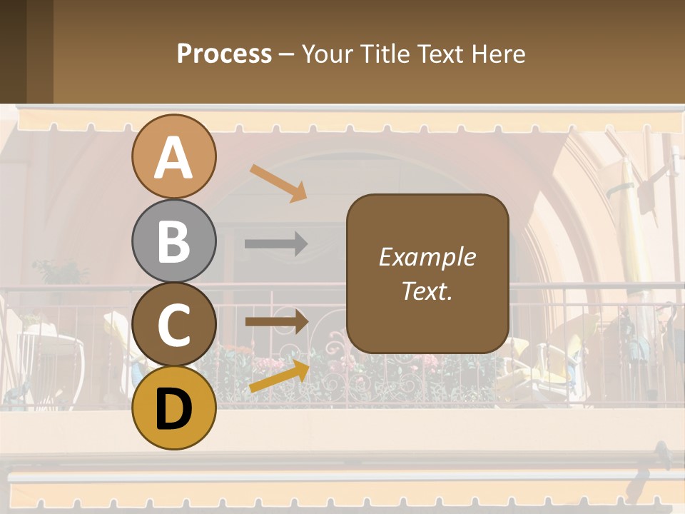 A Balcony With Chairs And A Yellow Awning PowerPoint Template