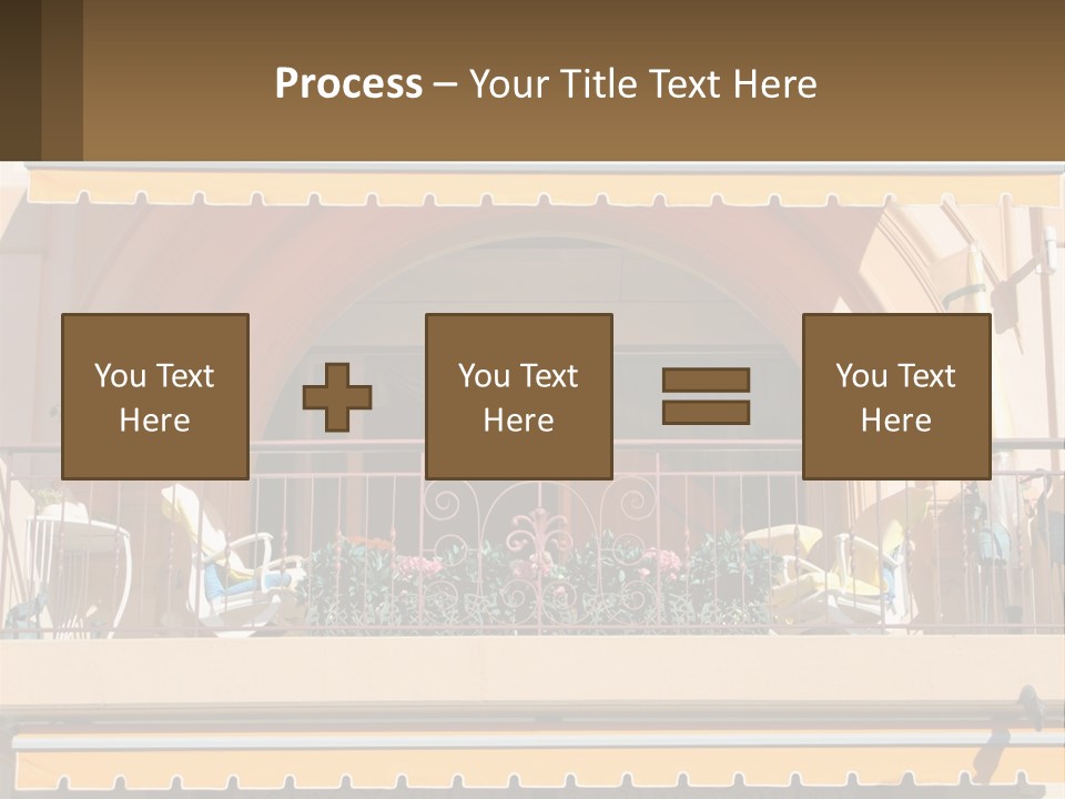 A Balcony With Chairs And A Yellow Awning PowerPoint Template