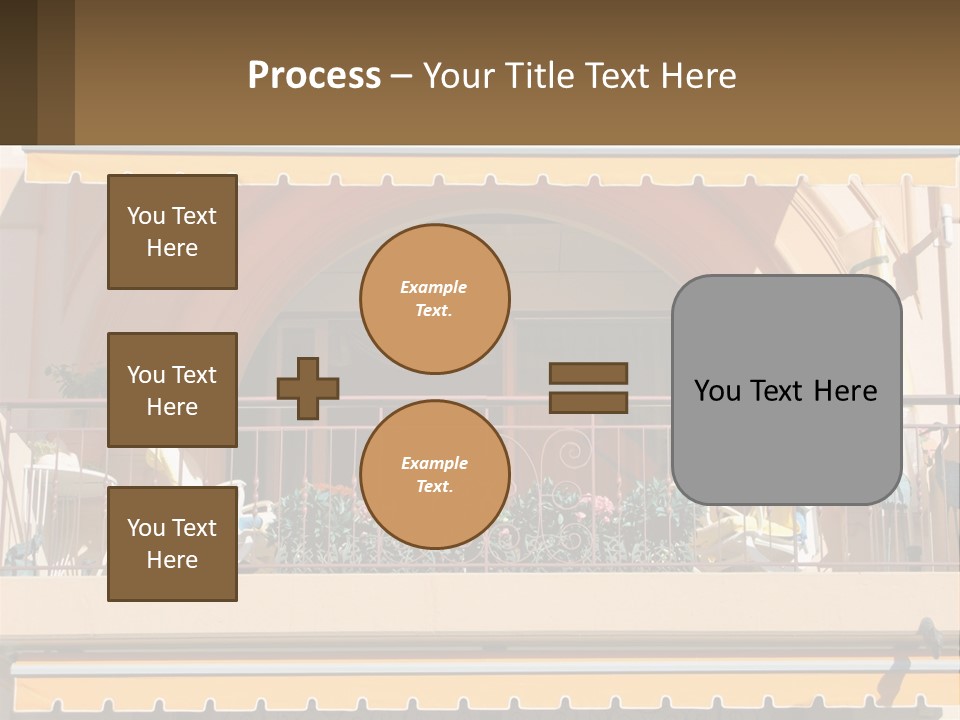 A Balcony With Chairs And A Yellow Awning PowerPoint Template