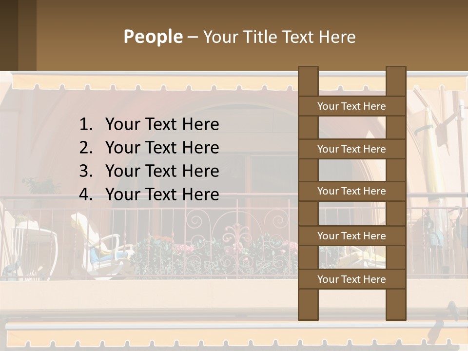 A Balcony With Chairs And A Yellow Awning PowerPoint Template