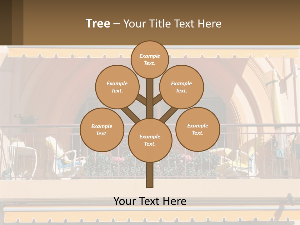 A Balcony With Chairs And A Yellow Awning PowerPoint Template