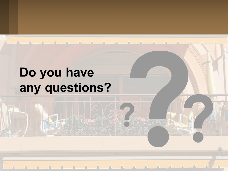 A Balcony With Chairs And A Yellow Awning PowerPoint Template