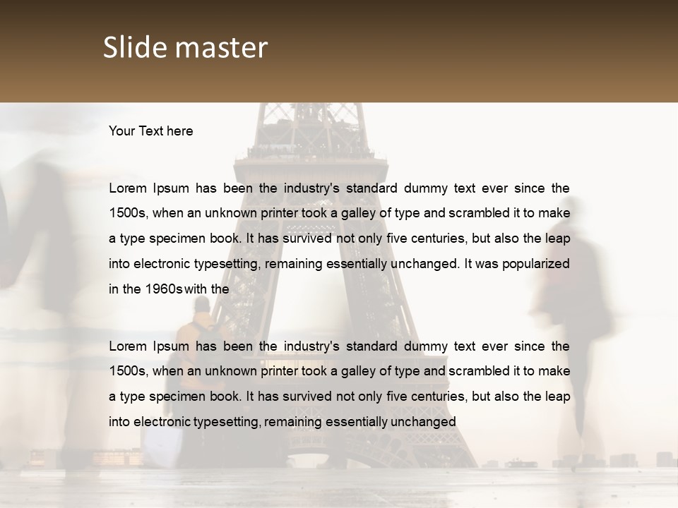 A Group Of People Standing In Front Of The Eiffel Tower PowerPoint Template