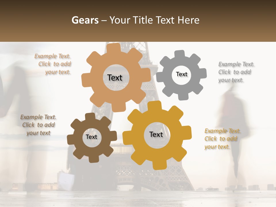 A Group Of People Standing In Front Of The Eiffel Tower PowerPoint Template