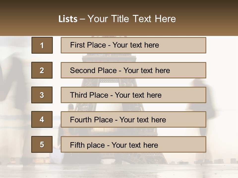 A Group Of People Standing In Front Of The Eiffel Tower PowerPoint Template